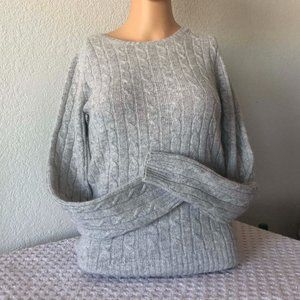 J Crew  Cashmere Cable Knit Blend Light Gray Sweater XS
